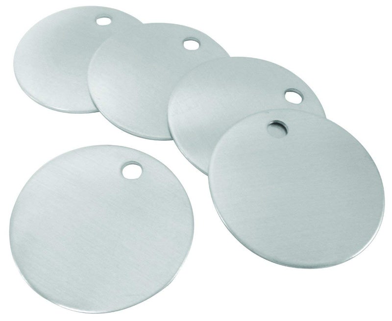 CH Hanson Metal Stamping Blanks â€“ 1-1/2â€ Blank Tags with Holes, Name & Pet Tags, Label Equipment - Model 1098A, Durable 18-Gauge Aluminum (100 Count) - Image 1